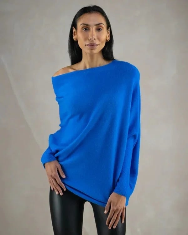 Asymmetrisch drapierter Pulli