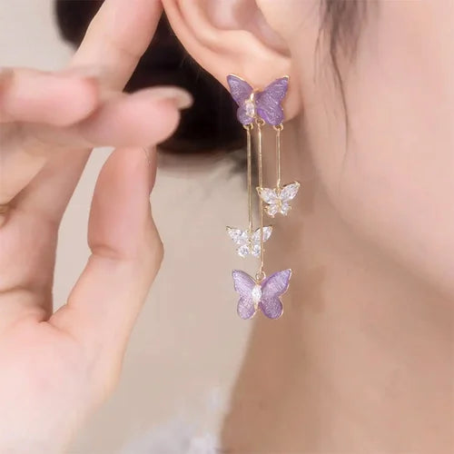 Kristall Schmetterling Ohrringe mit Quaste
