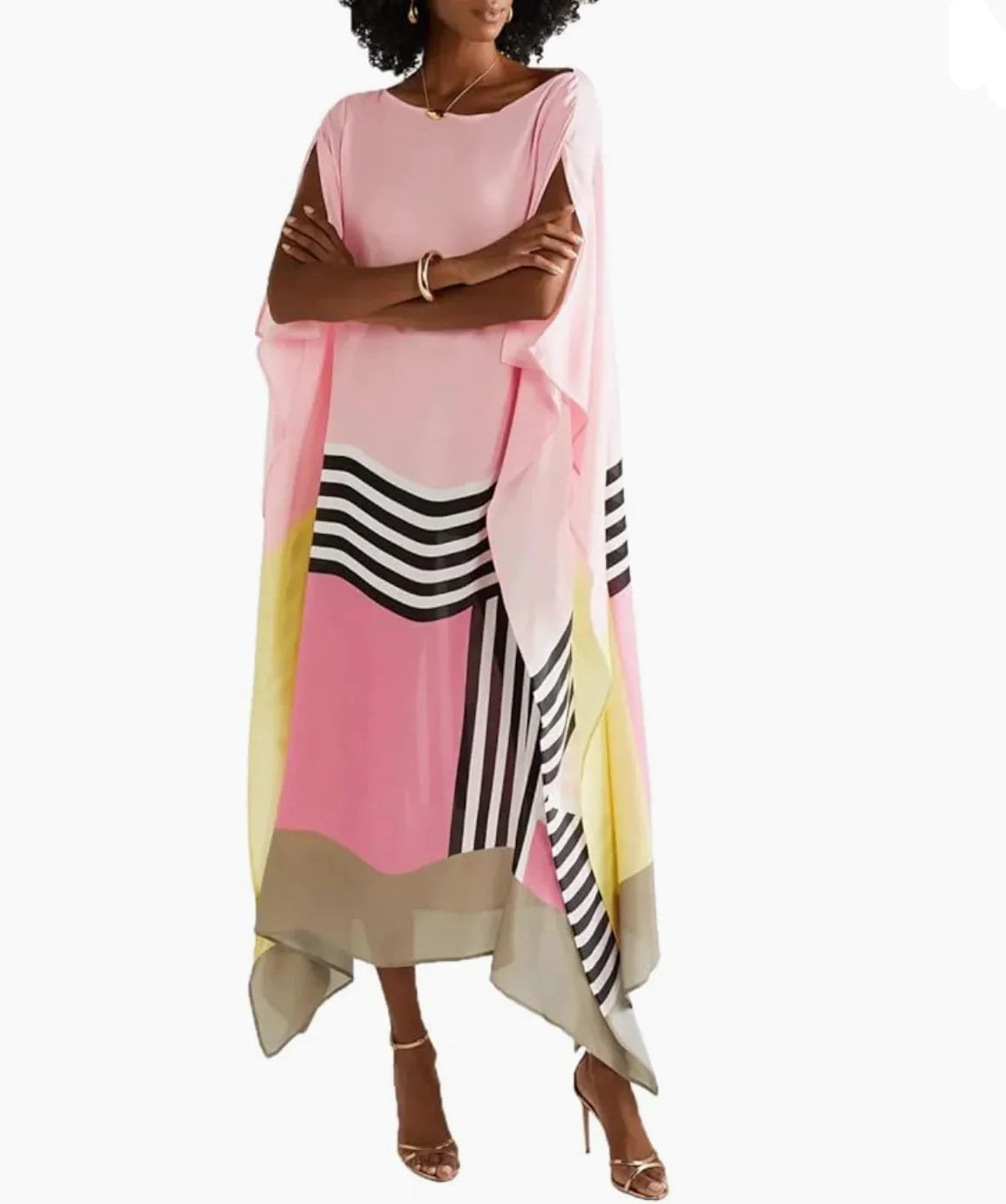 Anika™ - Rosa Kaftan mit Bonbonstreifen