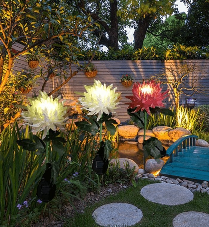 Chrysantheme Solar Gartenpfahl LED