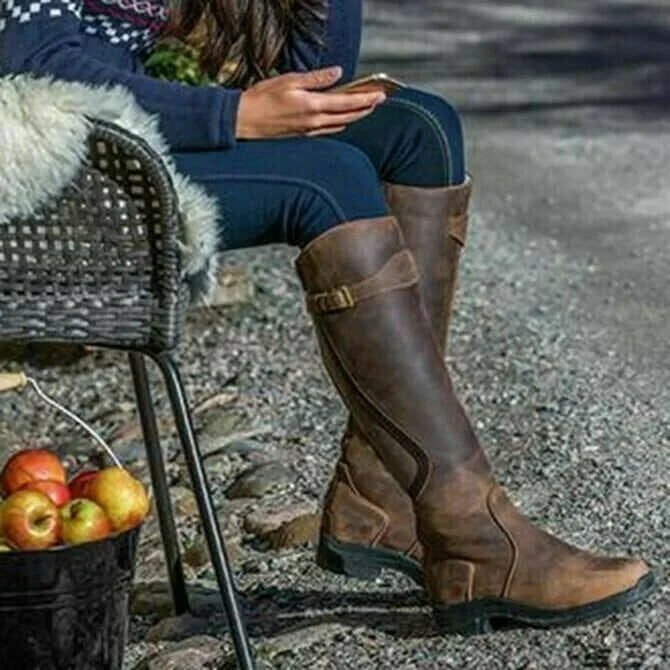 Greta™ - Damen Leder Niedriger Absatz Bequeme Stiefel