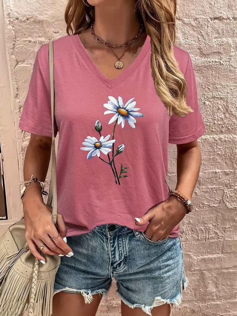 Veerle™ - T-Shirt mit Blumendruck