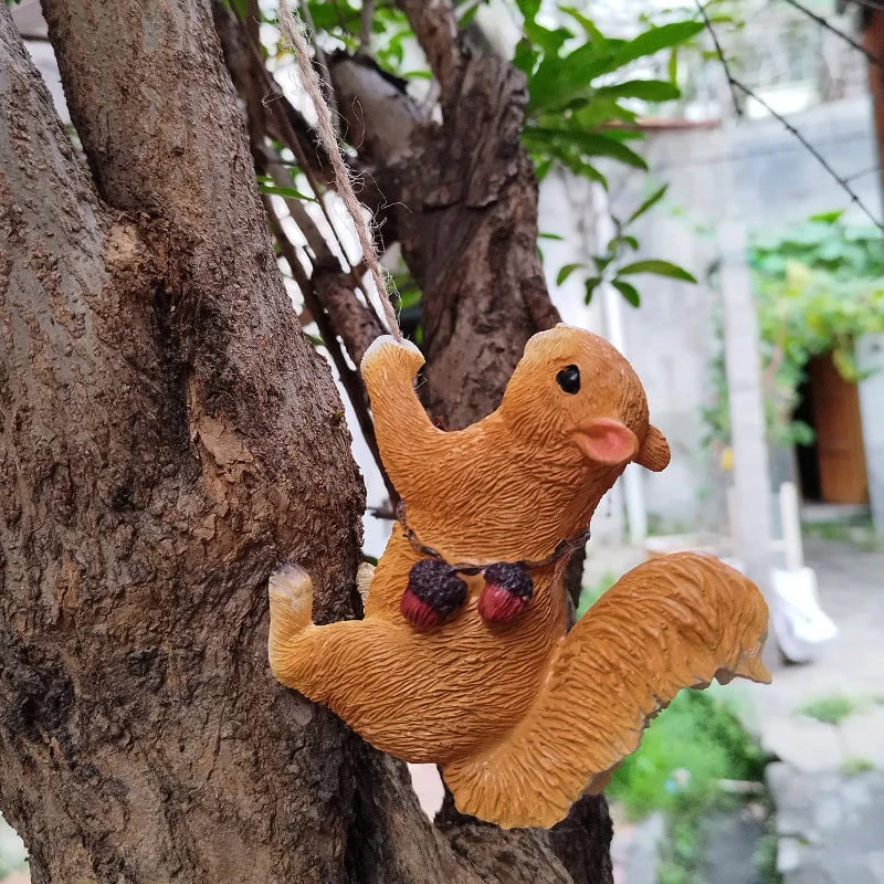 Seil klettern Eichhörnchen Harz Statue Figur Verzierung