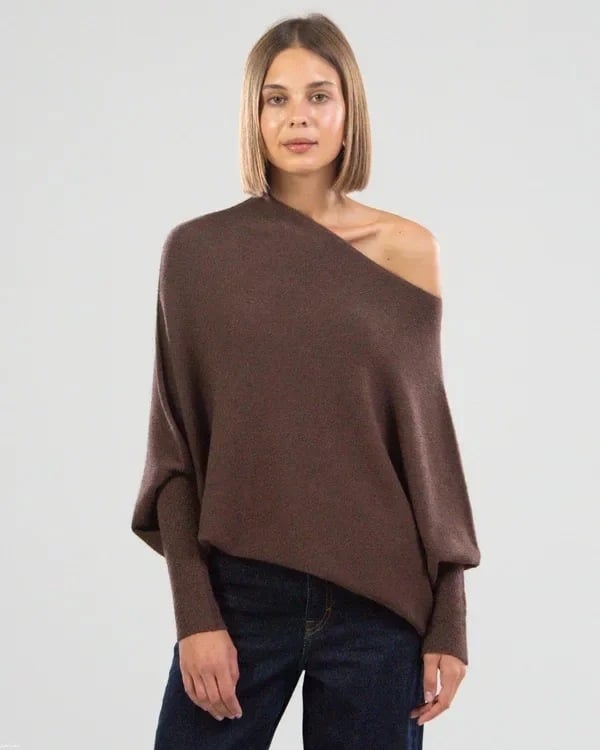 Asymmetrisch drapierter Pulli