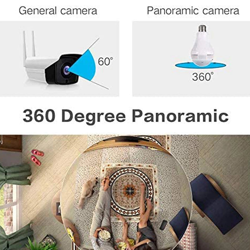 360° Panorama Wifi HD 1080P Glühbirnenkamera