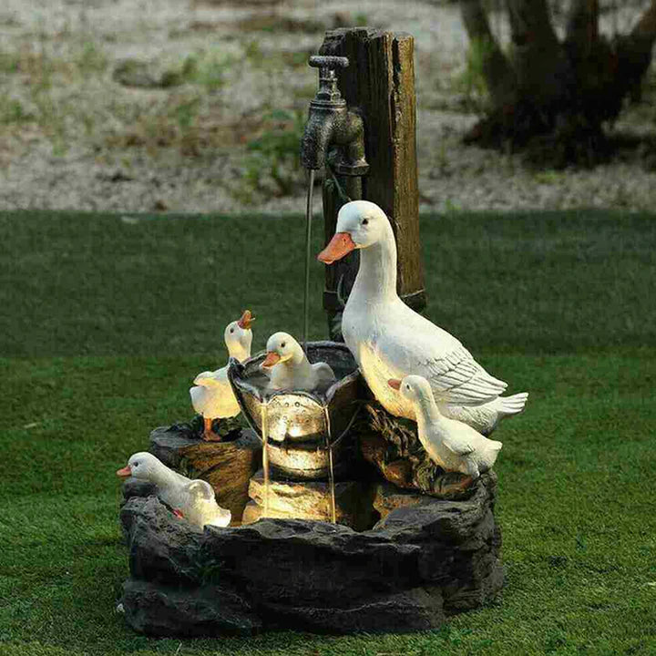 Entenbrunnen™ - Terrassenbrunnen Entenfamilie aus Harz