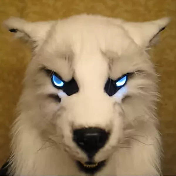 Werwolf Kopfbedeckung Glühende Augen Bewegliche Kostüm Maske