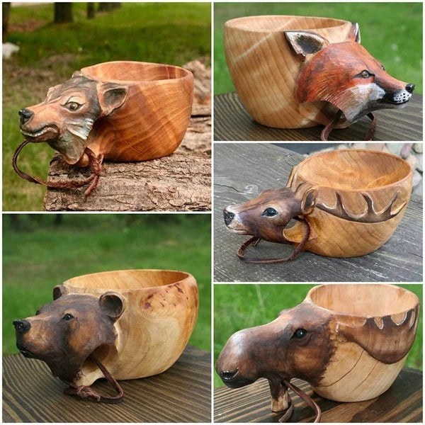 Tier Handgefertigte Holztasse