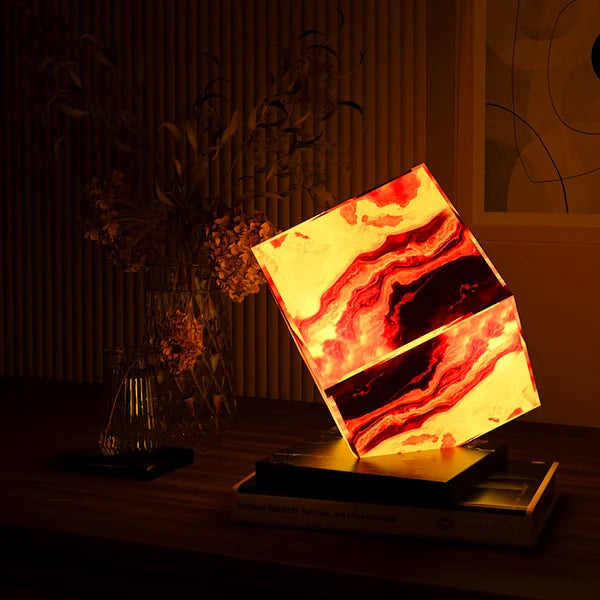 Onyx Marmor Lampe Vulkanisches Gestein Textur Kreatives Geschenk Nachtlicht