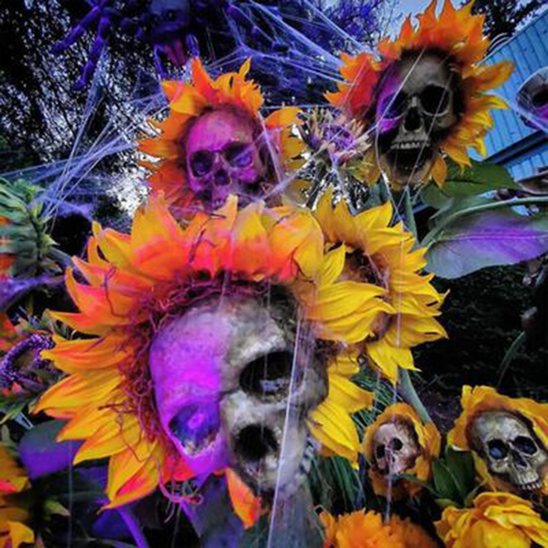 Totenkopf Sonnenblume Halloween Dekoration
