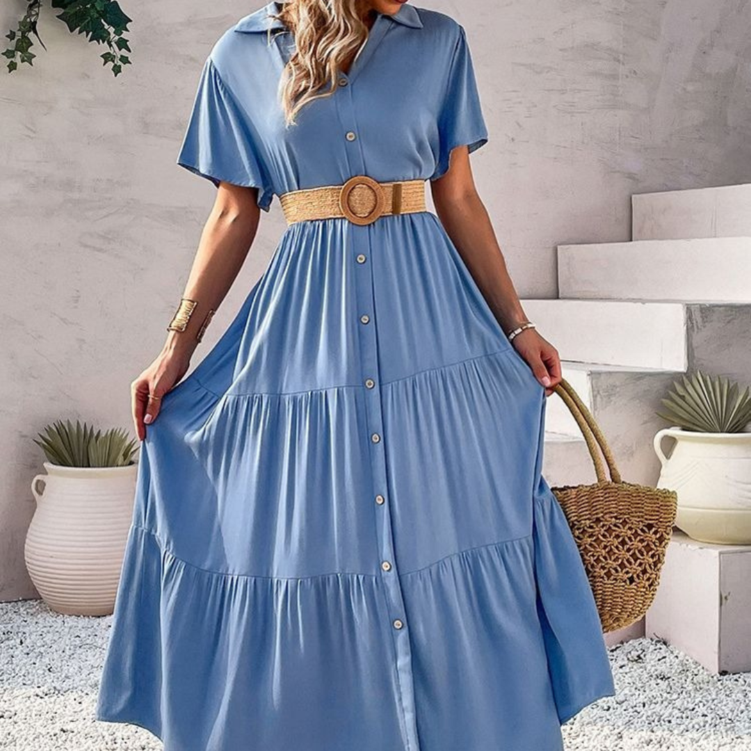 Neues Vintage Casual Langes Kleid