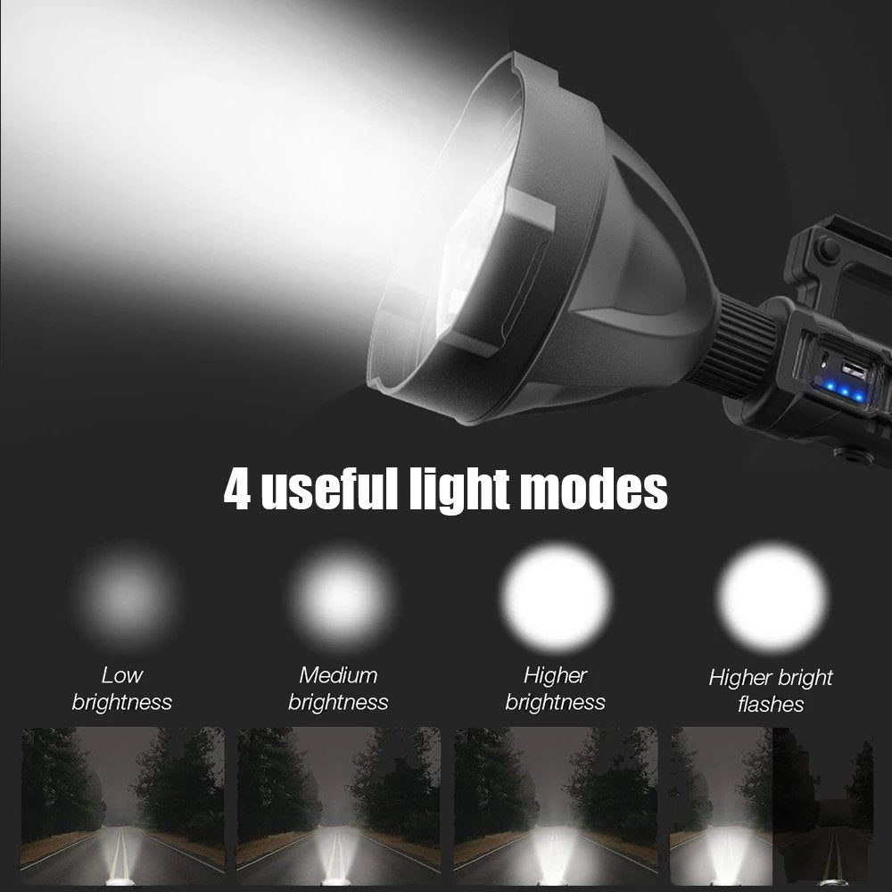Wiederaufladbare Handscheinwerfer-Taschenlampe mit 90000 Lumen