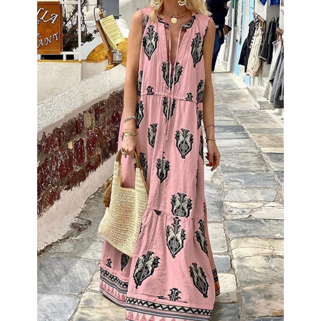 Lässiges Boho Drapiertes Langes Kleid