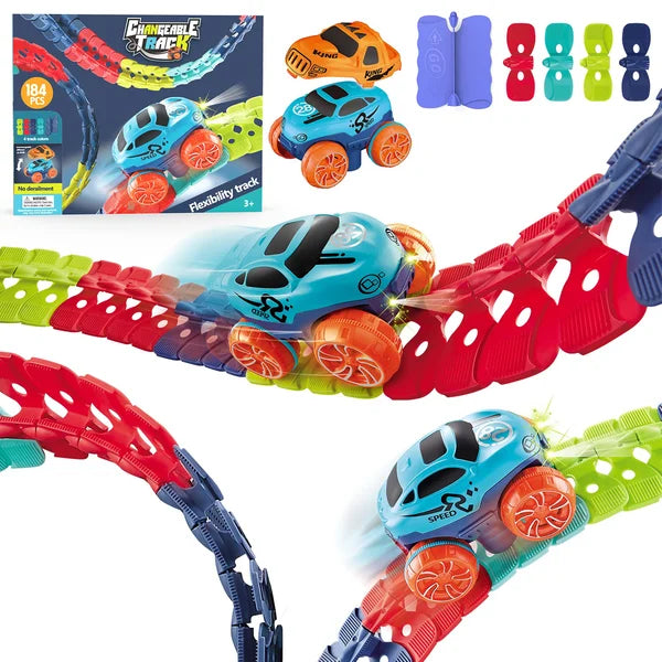 Auto-Spielzeug mit biegsamer Rennstrecke