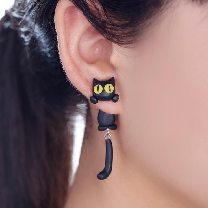 Schwarze Katzen Ohrringe