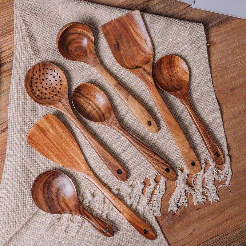 Teakholz Utensilien Set