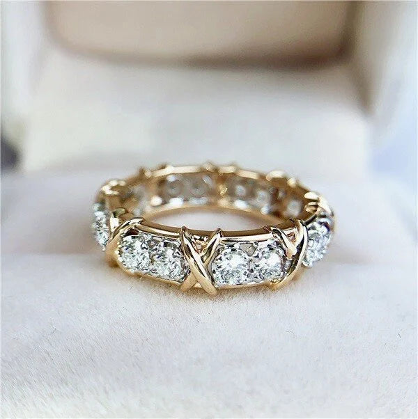 Sterling Silber Kreuz Voll Diamant Ring