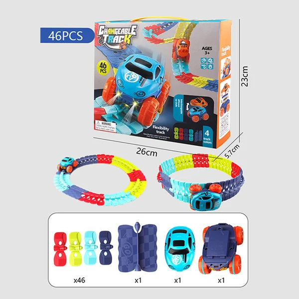 Auto-Spielzeug mit biegsamer Rennstrecke