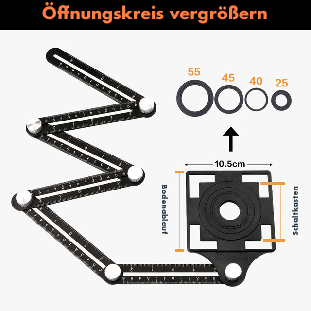 Mehrwinkel-Messlineal mit Bohrungssucher für Holzbearbeitung