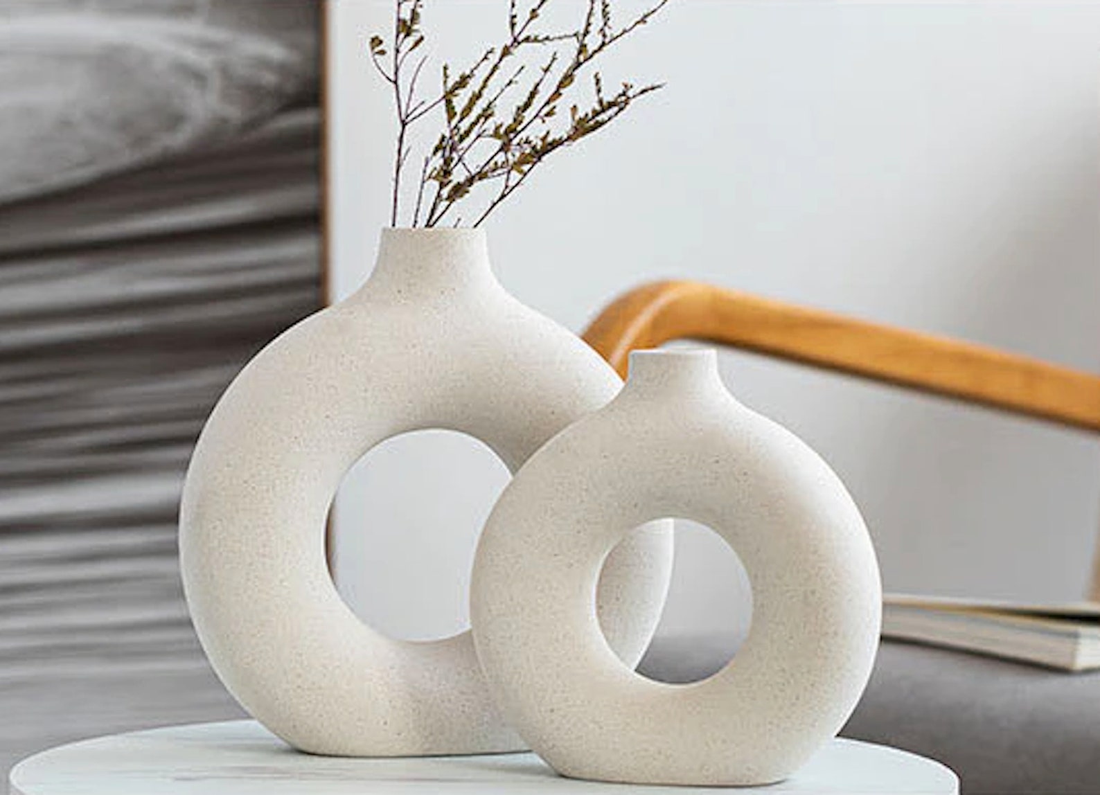 NordVase™ - Nordische runde hohle Keramikvase Donuts Blumentopf