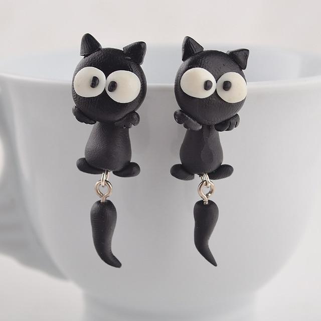 Schwarze Katzen Ohrringe